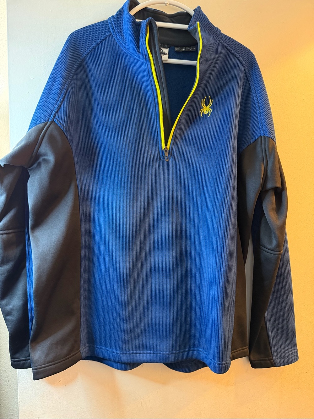 Spyder Blue Textured Quarter Zip Pullover XXL  Athletic Fleece Sweater